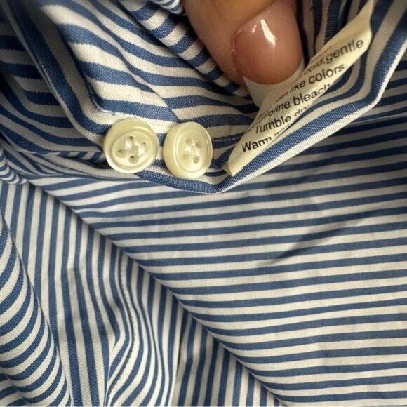 J.Crew Size XS Blue White Striped Cotton Button-Down Shirt Classic Preppy Style - Picture 12 of 14